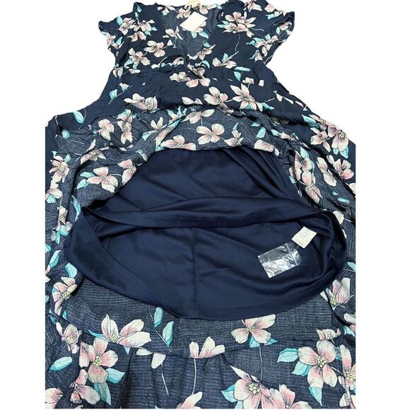 LOVESTITCH Floral High/low Dress In Midnight Blue - Picture 5 of 7